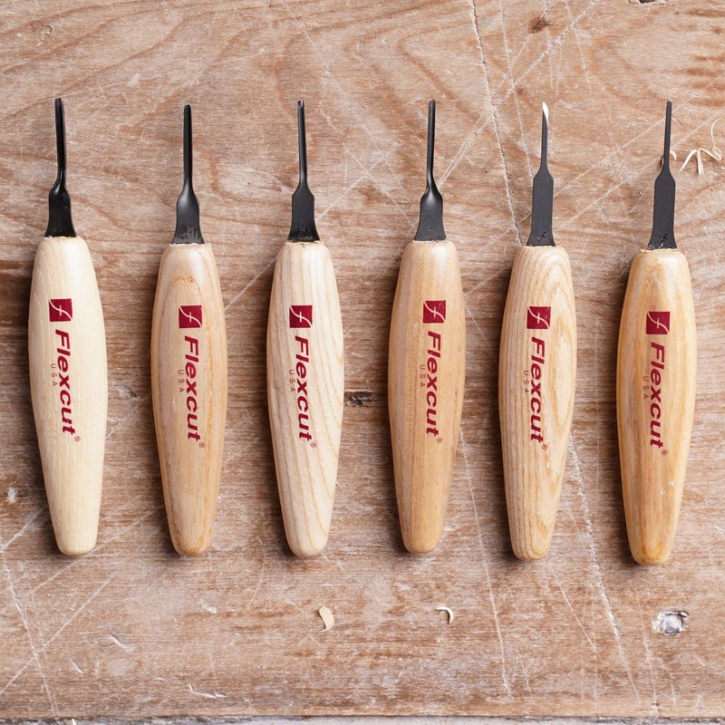 Flexcut Wood Carving Tools 1.5mm Mixed Profile Micro Tool Set of 6 MT910, 1095 High Carbon Steel Blades, Made in U.S.A. - Image 3